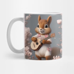 Aesthetic Cottagecore Floral Cute Squirrel Playing Banjo Mug